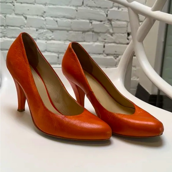 Orange leather heels - Picture 2 of 6